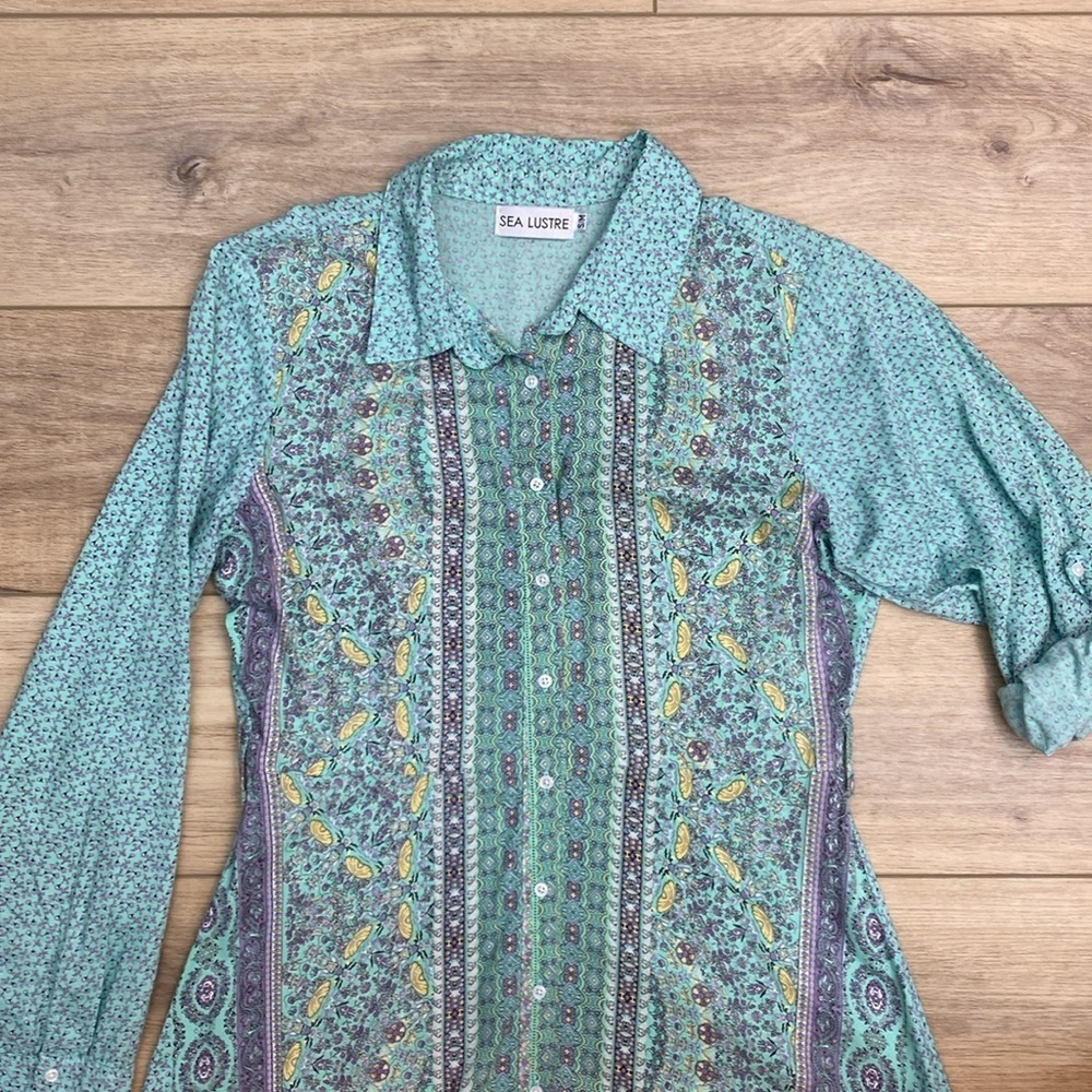 Sea Lustre Boho‎ Shirt Maxi Dress Coastal Cowgirl Coverup full Button - Picture 2 of 15